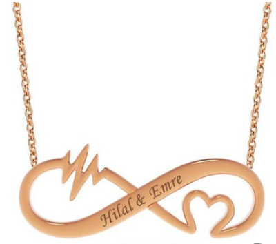 8-character Infinity Cardiogram Lettering Necklace Female