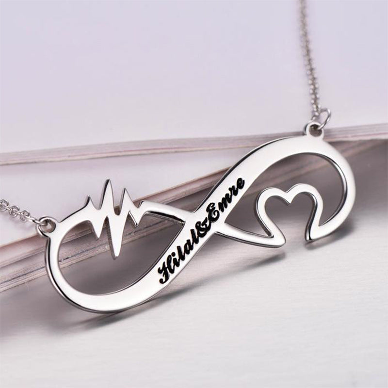 8-character Infinity Cardiogram Lettering Necklace Female