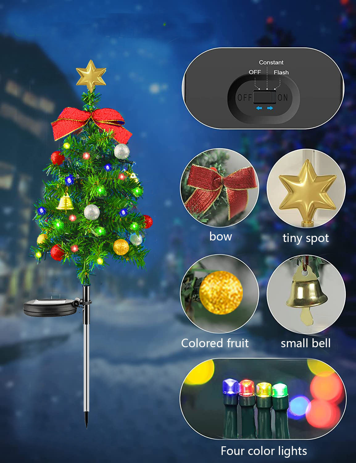 Outdoor Solar Christmas Tree Only Ground Lighting Festival