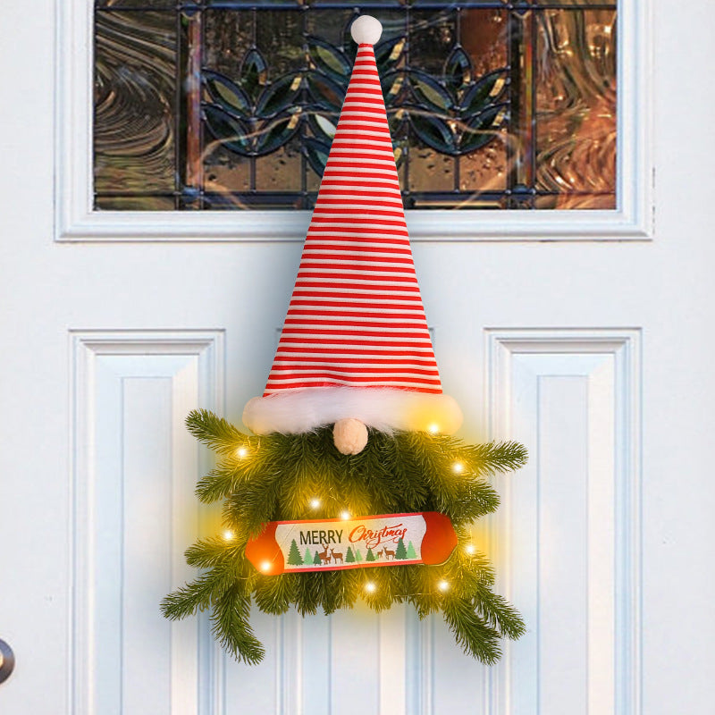 Glowing Christmas Wreath Tree Stripes Tall Hat