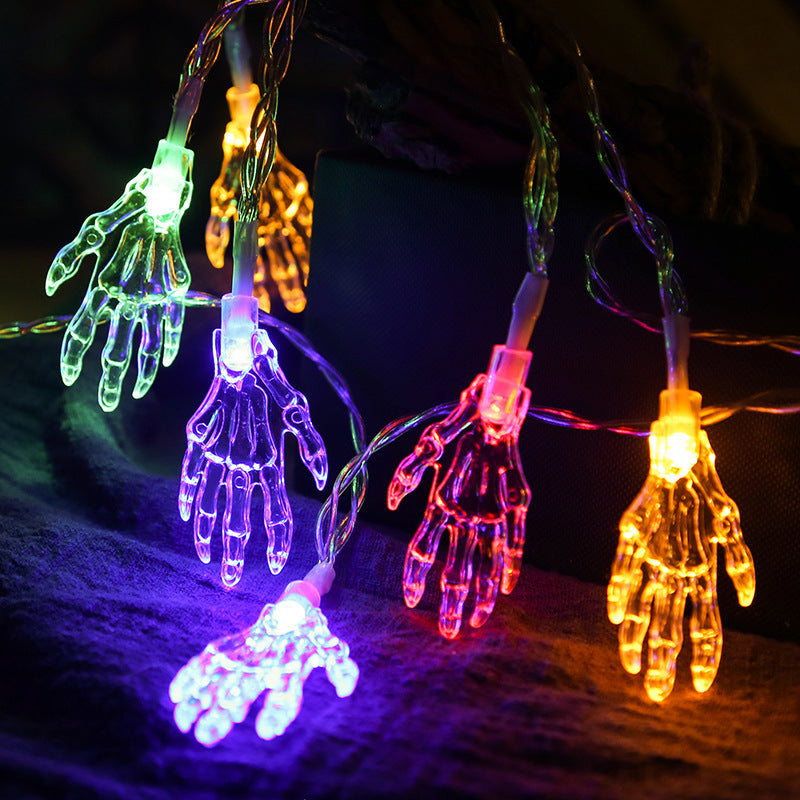 Halloween Decoration Hand Light String Party Skeleton Hand Skeleton Small Colored Light For Home