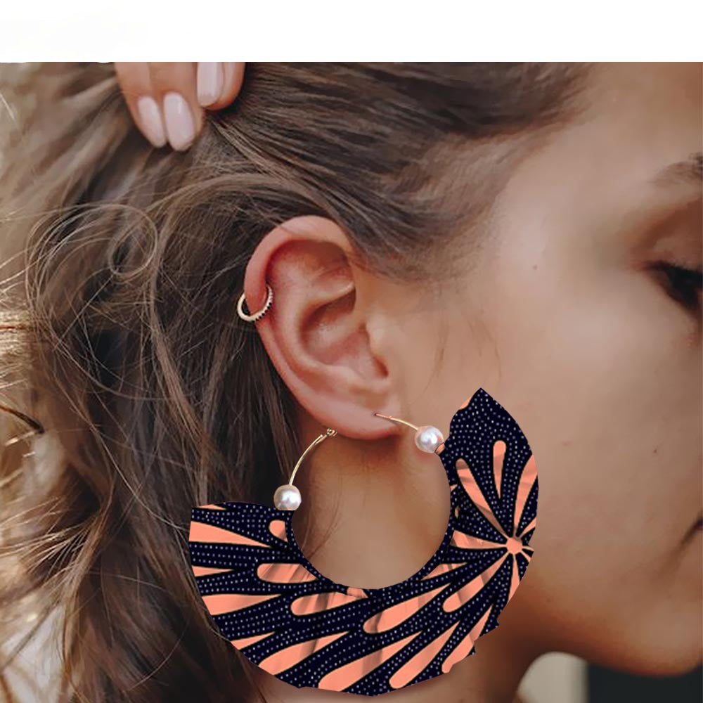 Handmade printed exaggerated earrings