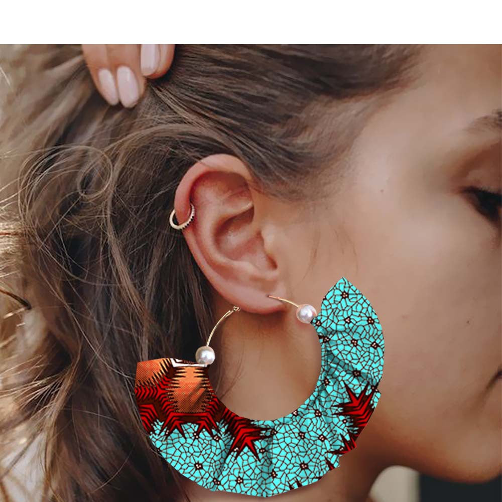 Handmade printed exaggerated earrings