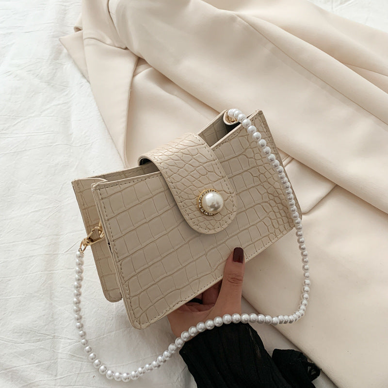 Pearl one-shoulder small square bag