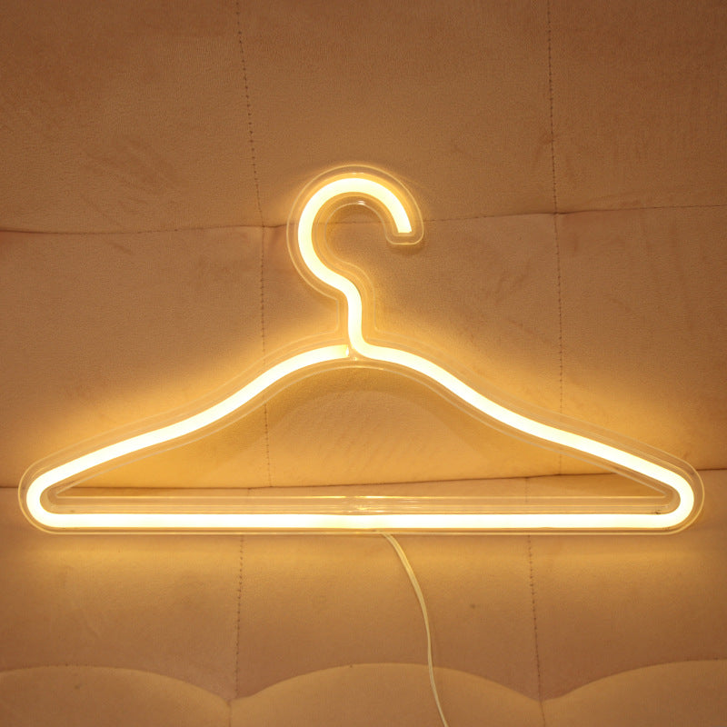 LED Neon Light Sign Clothes Stand USB Powered Hanger