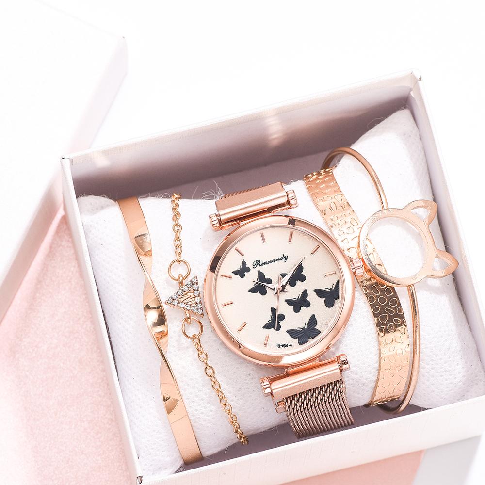 Butterfly Dial Quartz Watch Set