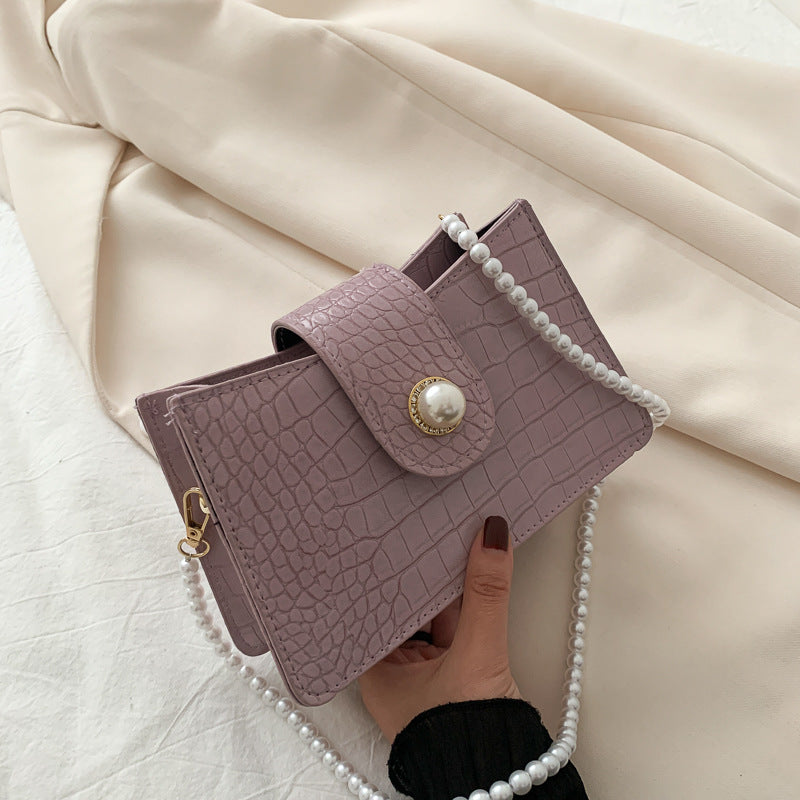 Pearl one-shoulder small square bag