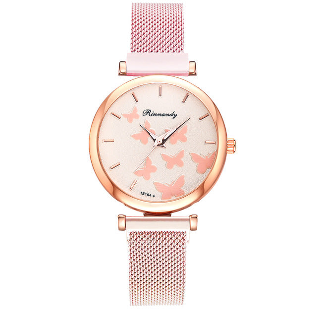 Butterfly Dial Quartz Watch Set