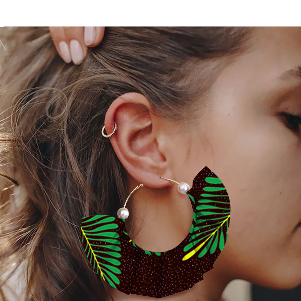 Handmade printed exaggerated earrings