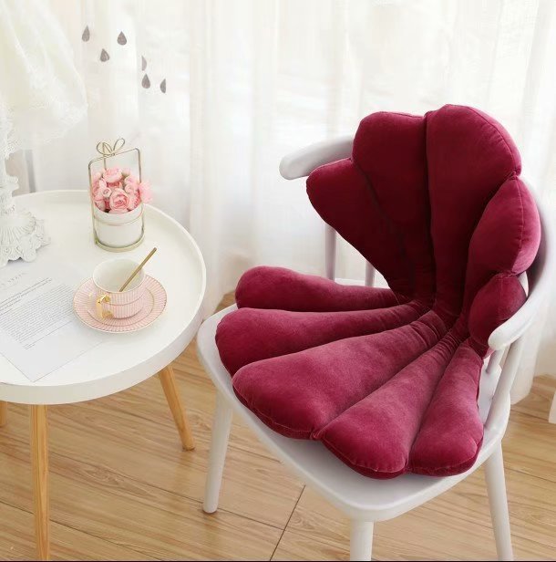 Luxurious Velvet Seal Shell Chair Cushion Unqiue Rose Seat Pillow Upscale Restaurant Chair Decor Girly Room Decorations