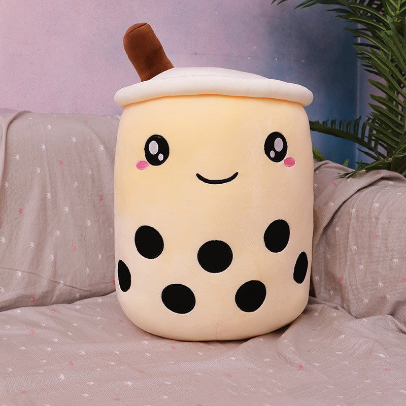 Cute Fruit Drink Plush Stuffed Soft Strawberry Milk Tea Plush Boba Tea Cup Toy Bubble Tea Pillow Cushion Kids Gift