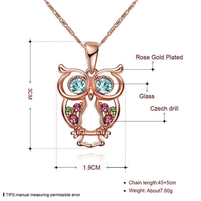 Owl Rose Gold Necklace Fashion Clavicle Chain