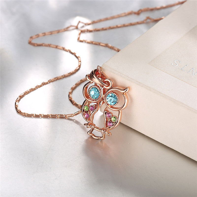 Owl Rose Gold Necklace Fashion Clavicle Chain