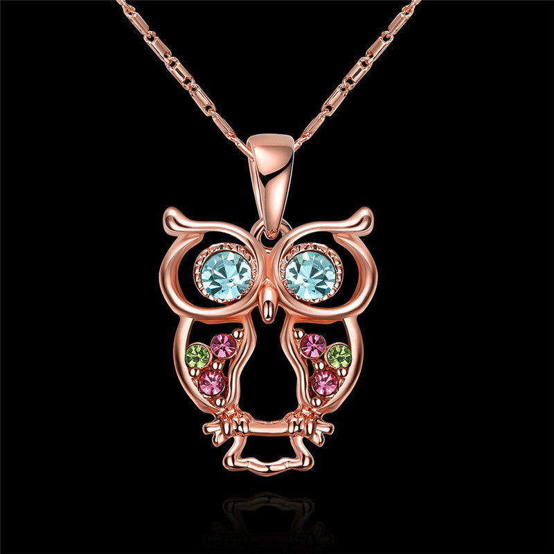 Owl Rose Gold Necklace Fashion Clavicle Chain