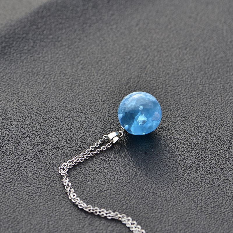 Blue Sky and White Cloud Necklace Spherical Resin Sky Cloud Jewelry