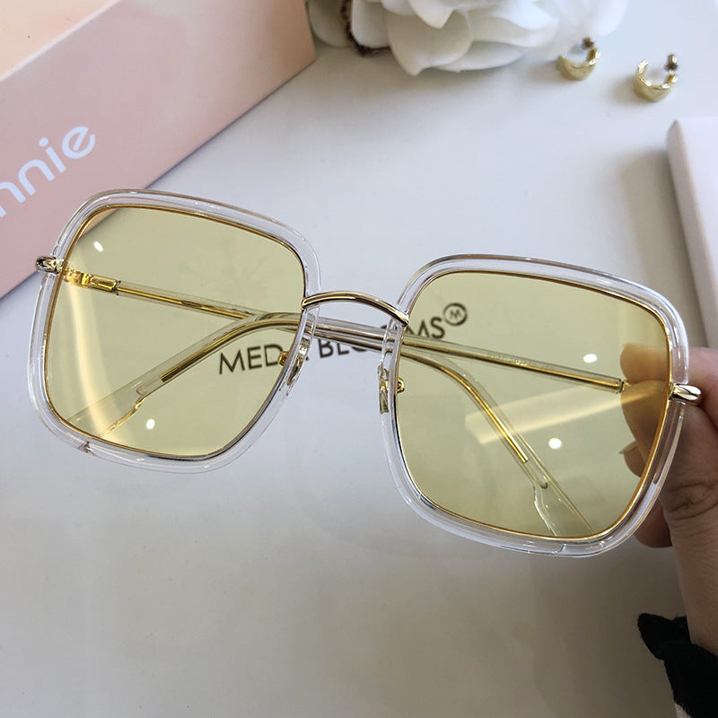 Personality Square Sunglasses Retro Style Thin Round Face Men And Women UV Protection Glasses