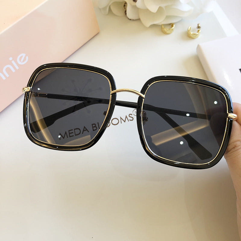 Personality Square Sunglasses Retro Style Thin Round Face Men And Women UV Protection Glasses