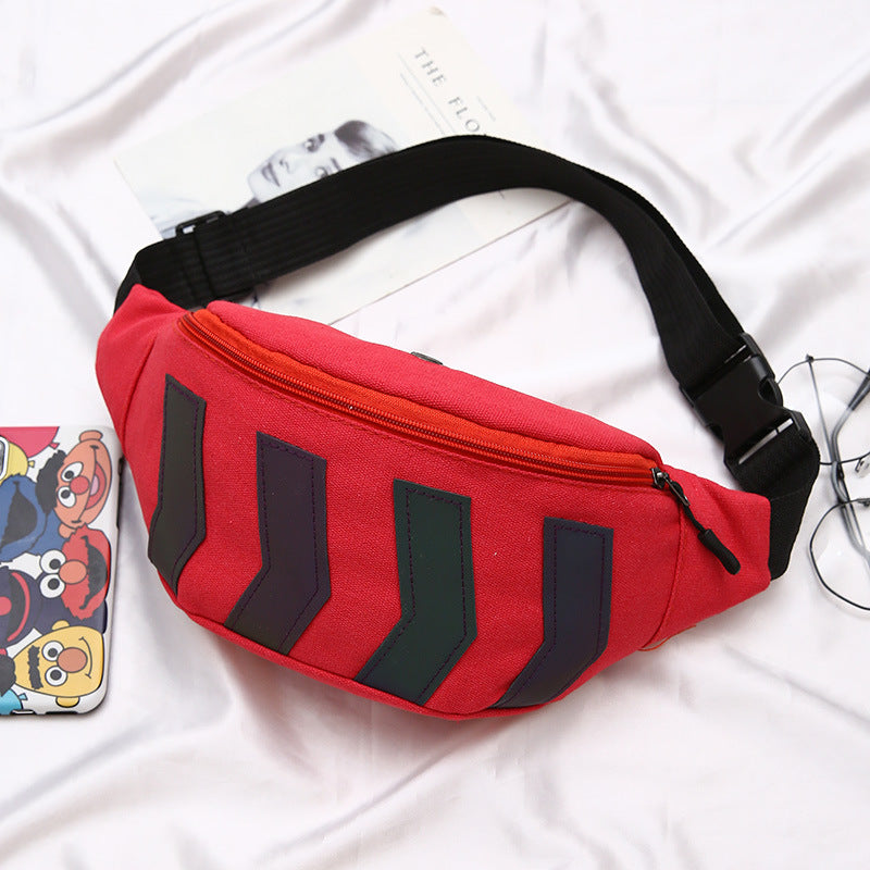 Summer New Arrow Reflective Couple Bag Canvas Casual Small Bag Diagonal Outdoor Waist Bag Female