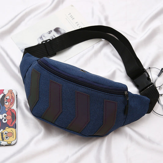 Summer New Arrow Reflective Couple Bag Canvas Casual Small Bag Diagonal Outdoor Waist Bag Female