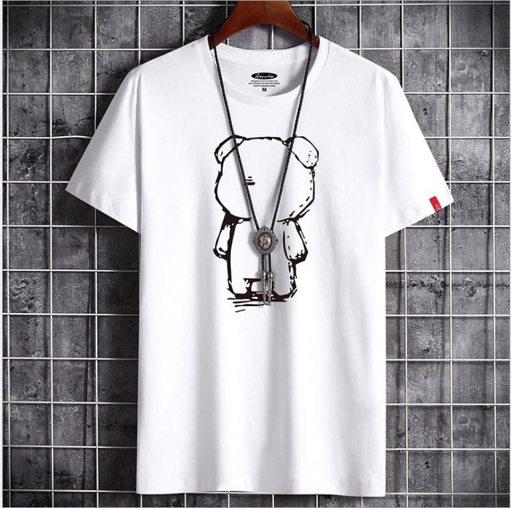 Mens Casual Bear Anime T Shirt