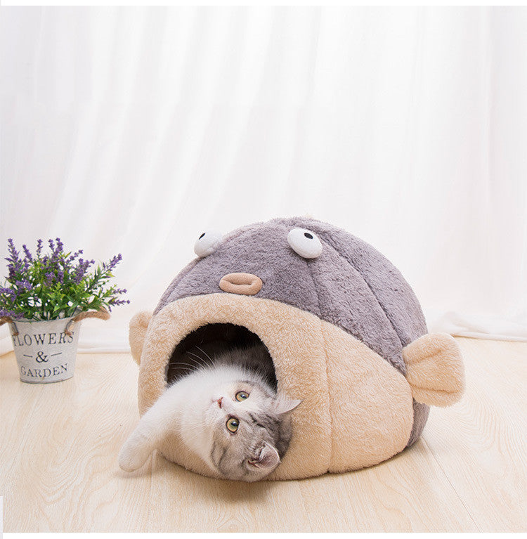 Cat House Plus Velvet To Keep Warm Pufferfish Nest Pad For All Seasons