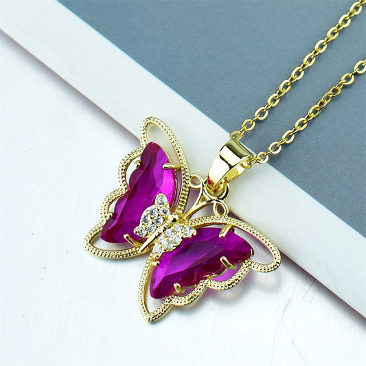 Butterfly Crystal Zircon Pendant Necklace