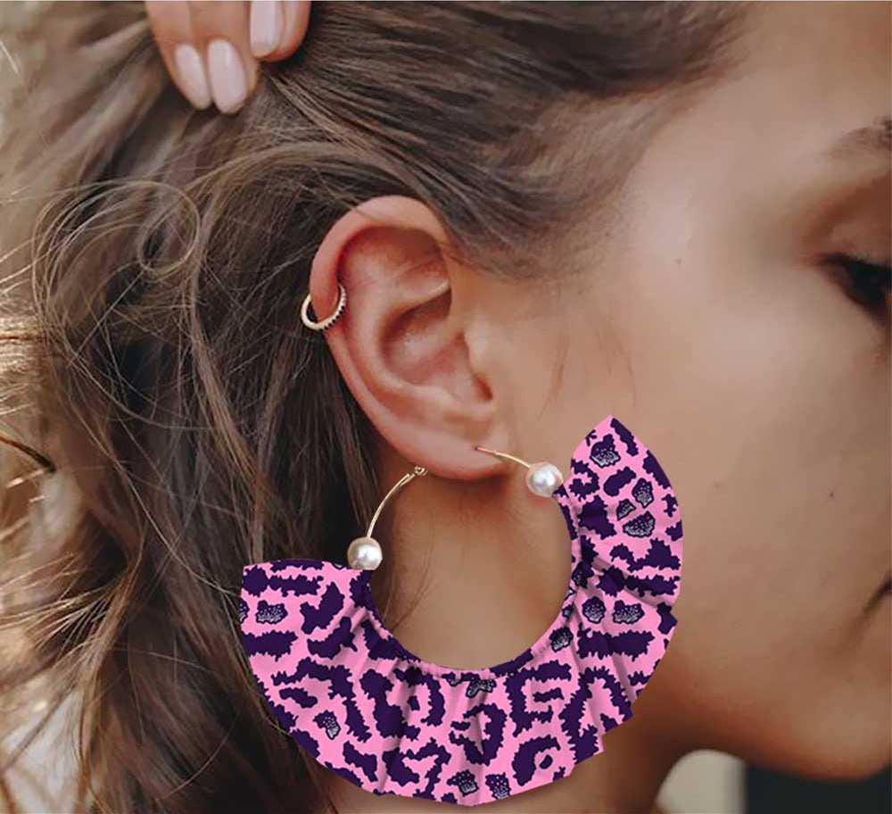 Handmade printed exaggerated earrings