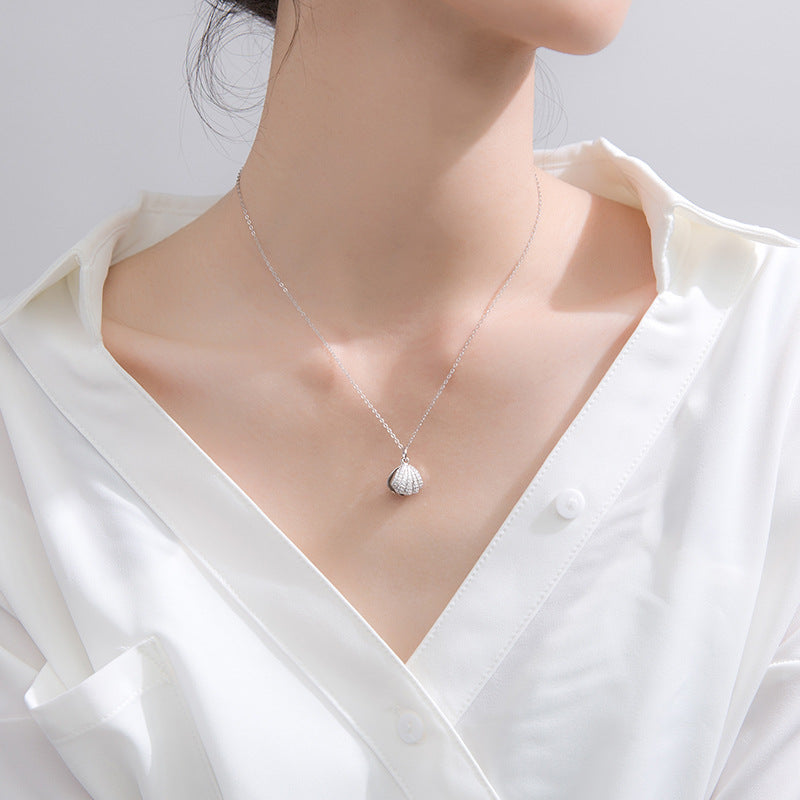 Cute Zircon Shell Pendant Chain Pearl Jewelry for Women