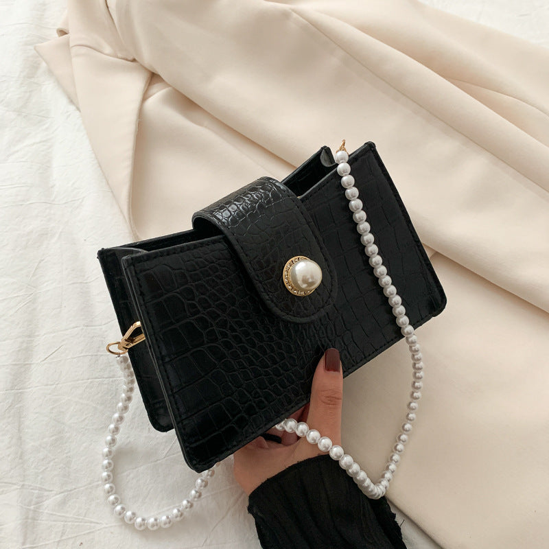 Pearl one-shoulder small square bag