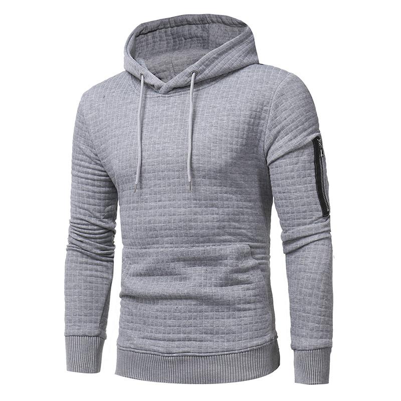 Men Sweatshirt Hoodie With Arm Zipper Long Sleeve Tops