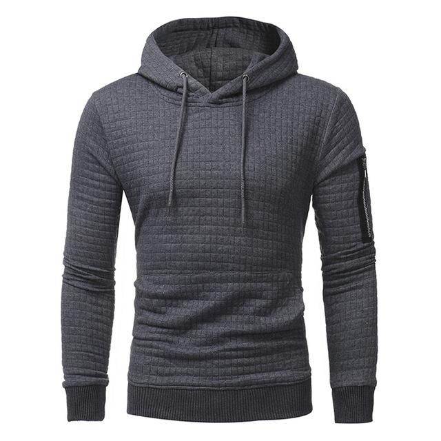 Men Sweatshirt Hoodie With Arm Zipper Long Sleeve Tops