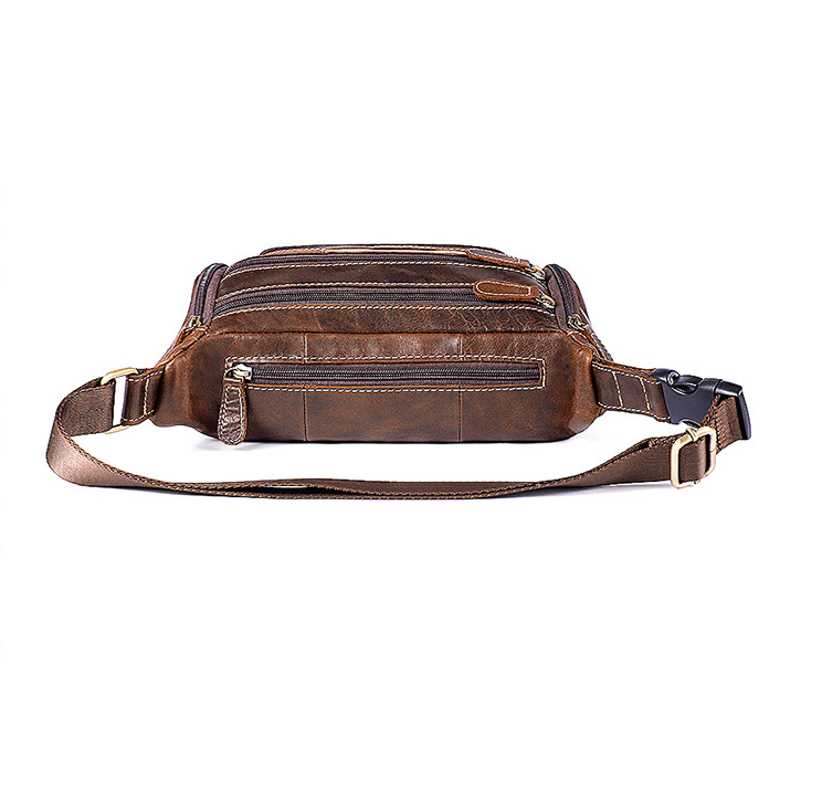 Men's waist bag with leather on the top