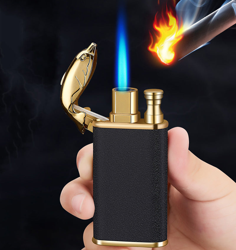 Creative Blue Flame Lighter Dolphin Dragon Tiger Double Fire Metal Winproof Lighter Inflatable Lighter