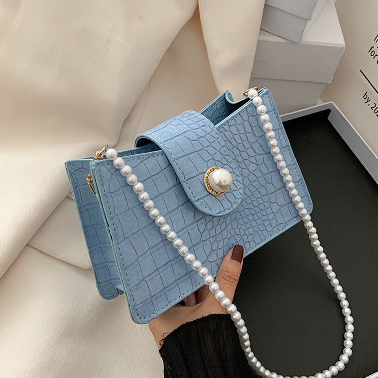 Pearl one-shoulder small square bag