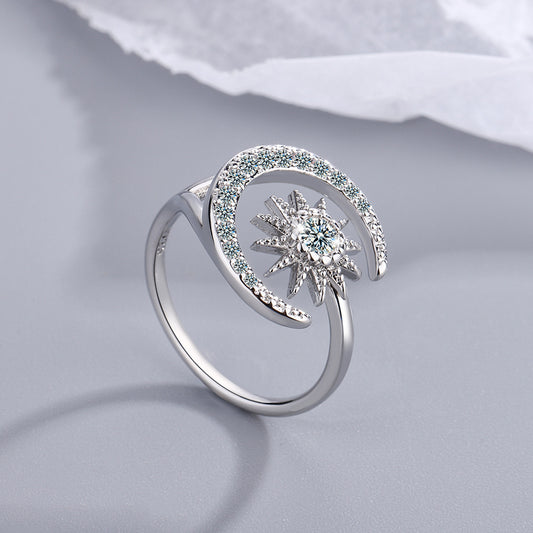 Ring Female Korean Version Small Diamond Moon  Ring