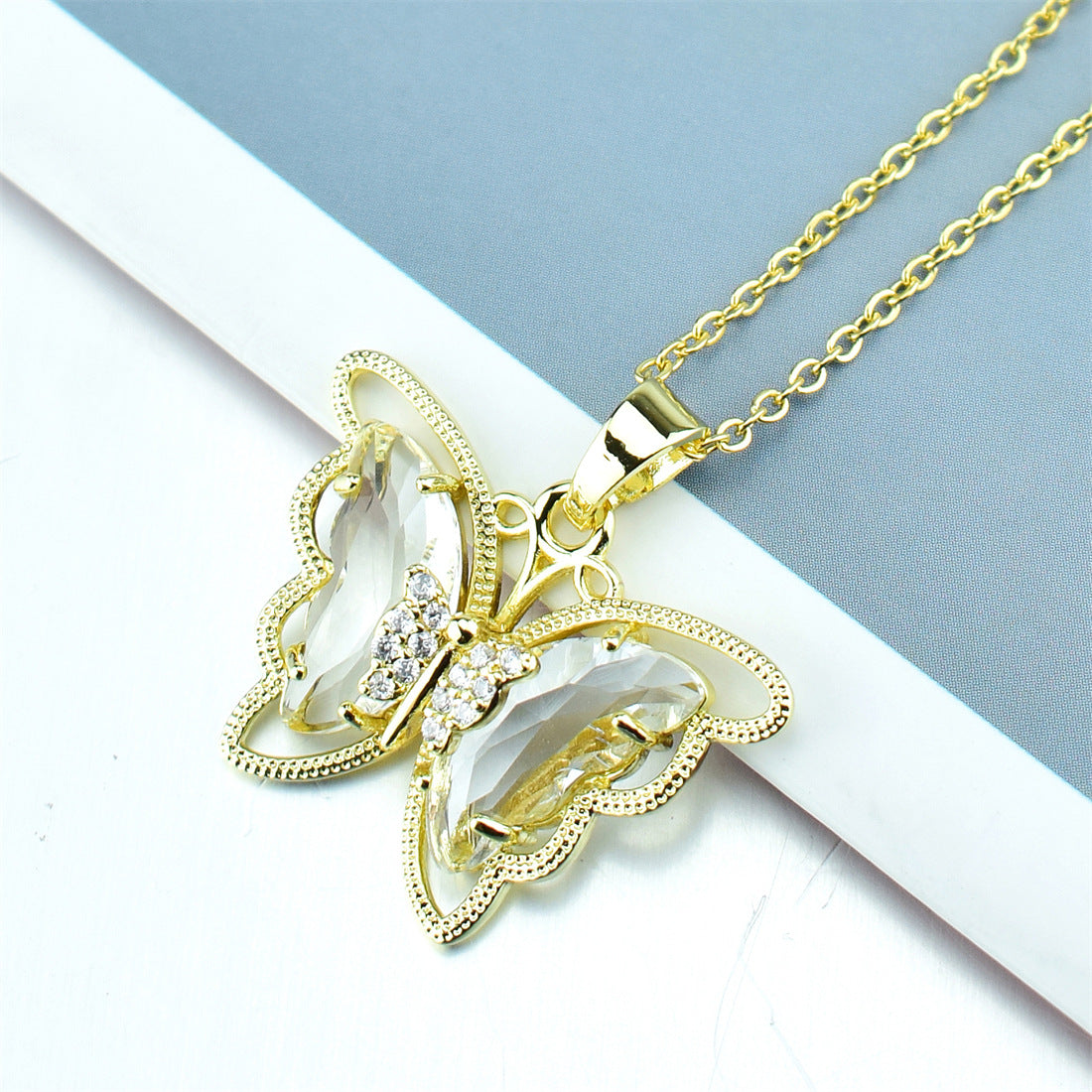 Butterfly Crystal Zircon Pendant Necklace