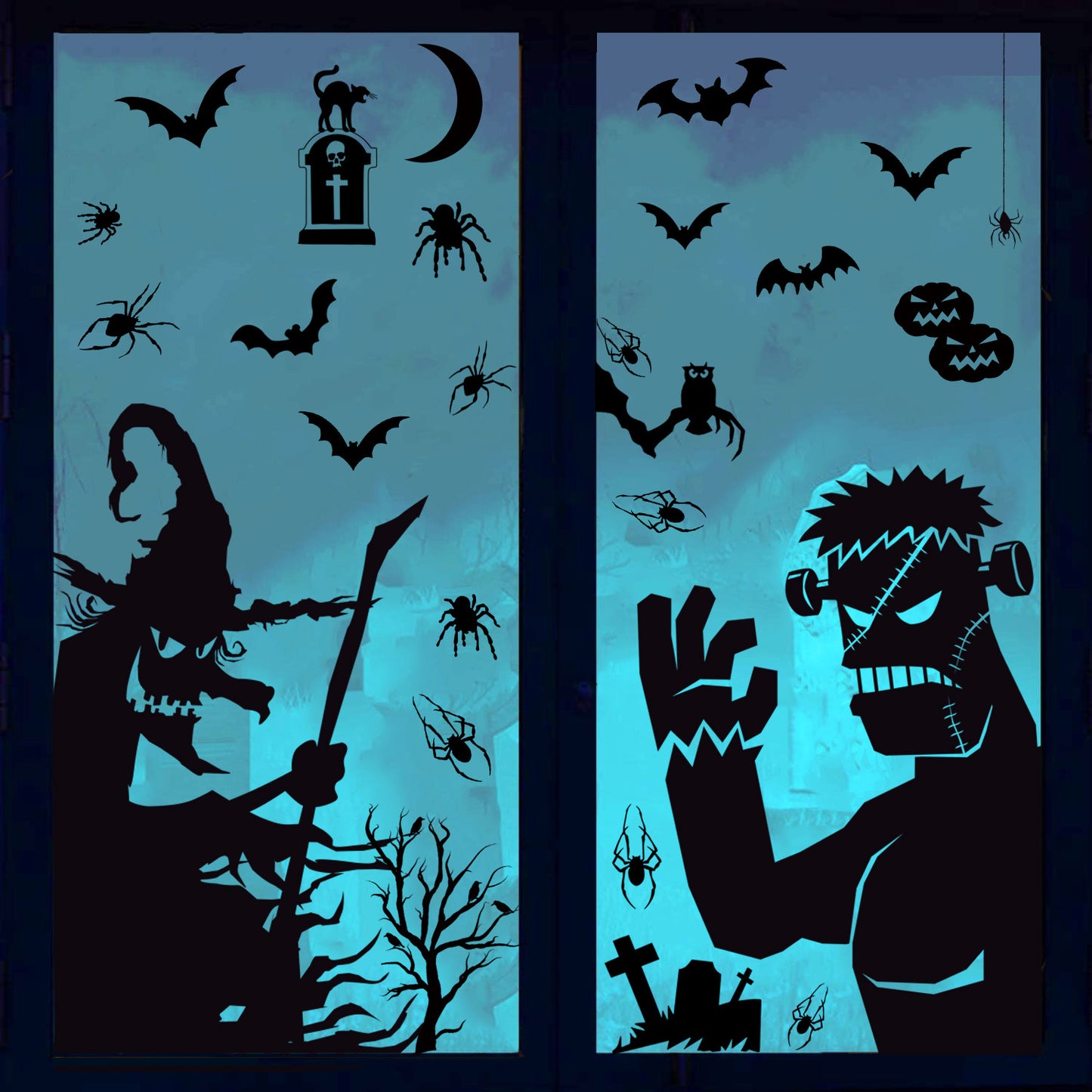 Halloween Horror Black Witch Death Static Window Stickers