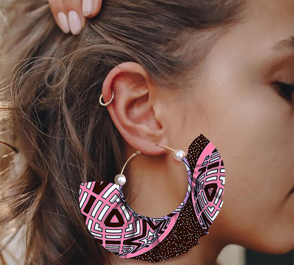 Handmade printed exaggerated earrings