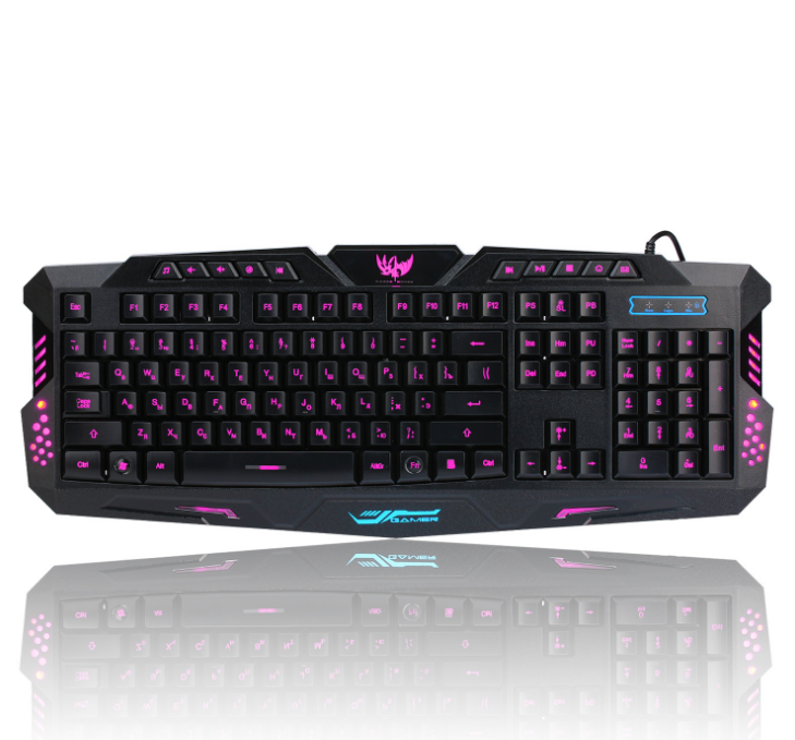 J10 tricolor backlight wired gaming keyboard set colorful luminous gaming mouse keyboard Russian keyboard