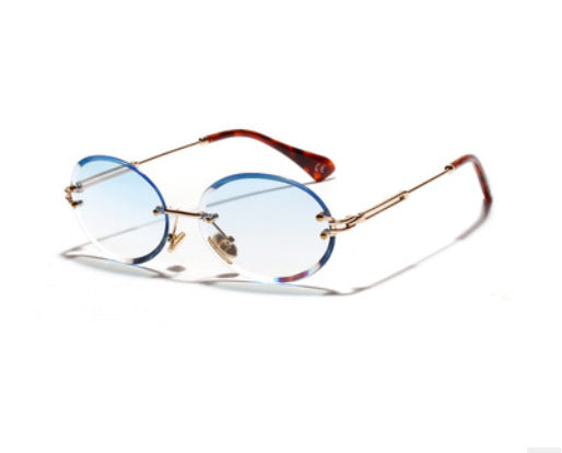 Women Oval crystal glasses eye ear ladies Rimless