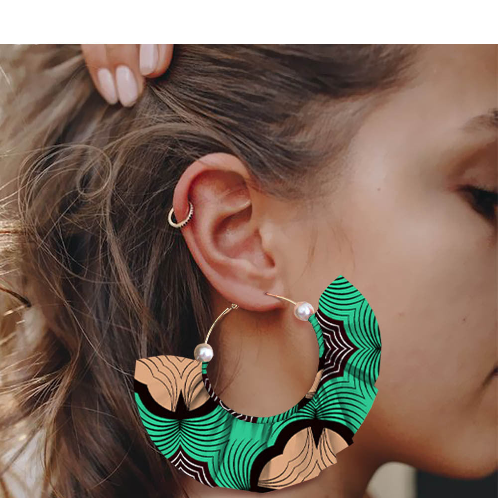 Handmade printed exaggerated earrings