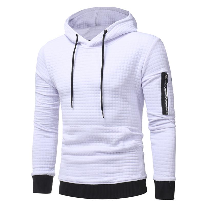 Men Sweatshirt Hoodie With Arm Zipper Long Sleeve Tops