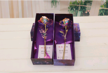 24K Luminous Color Gold Rose Flower Set