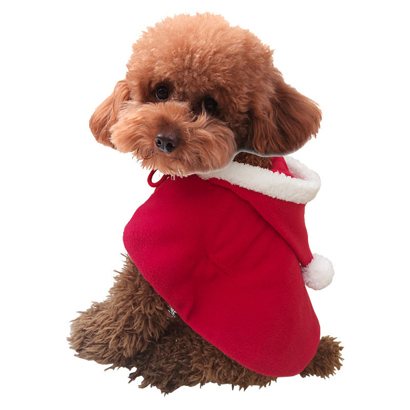 Dog Cat Christmas Cloak With Hood Pet Cute Funny Cosplay Dresses Puppy Animal Winter Warm Outfits Clothes