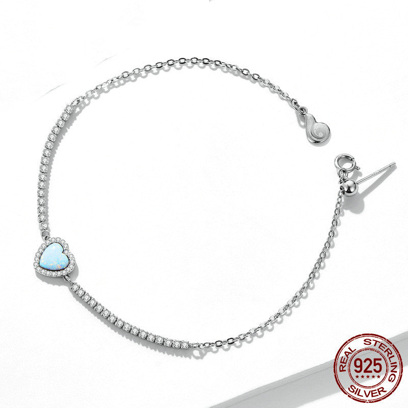 Atmospheric White Gold Plated Love Bracelet Necklace Set