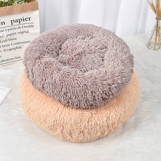 Plush round sleeping pet mat