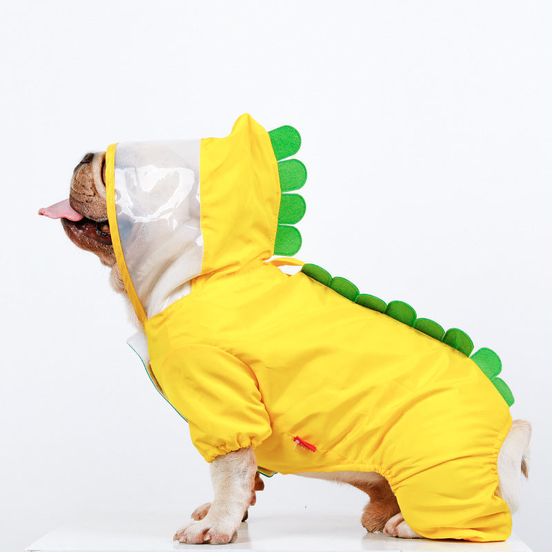 Dinosaur Raincoat Pet Yellow Waterproof Suit Four Feet