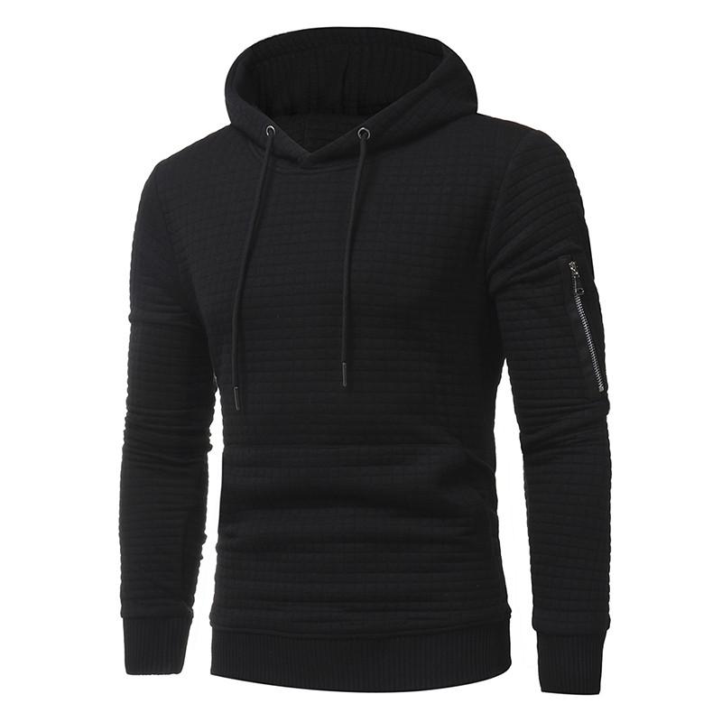 Men Sweatshirt Hoodie With Arm Zipper Long Sleeve Tops