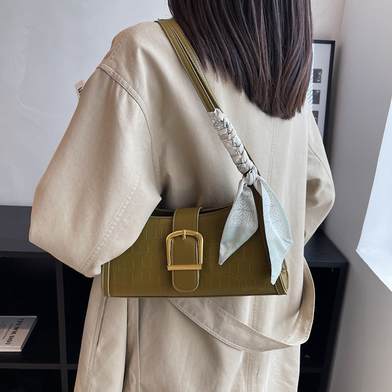 High Sense Special-interest Design Spring Versatile Fashion One Shoulder Underarm Baguette Bag