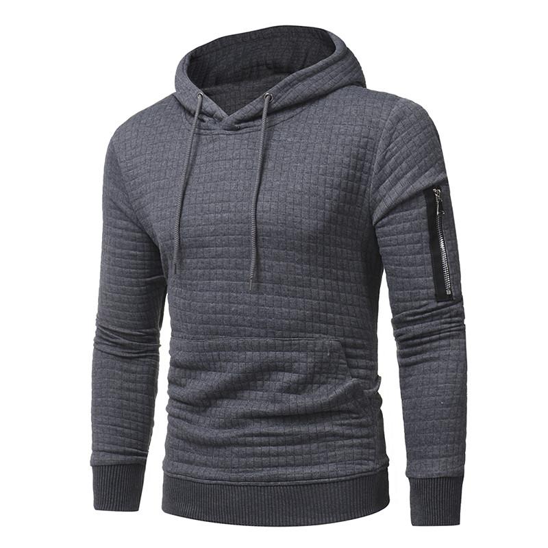 Men Sweatshirt Hoodie With Arm Zipper Long Sleeve Tops